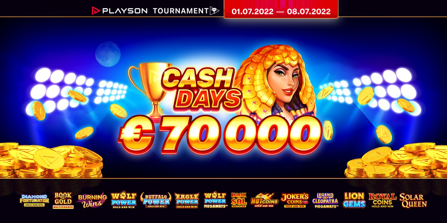 Playson Tουρνουά Ιούλιος CashDays 70,000€ 